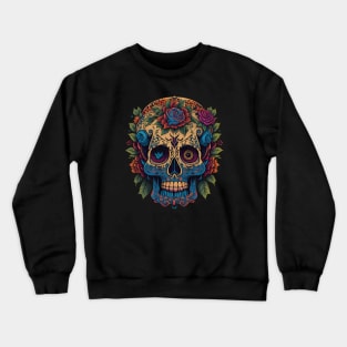 Embrace the Spirit of Día de los Muertos with Sugar Skull Art Crewneck Sweatshirt